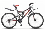 Велосипед 24' двухподвес STELS Challenger V чёрный/красный 2020, 21 ск., 16' Z010 (LU084627)